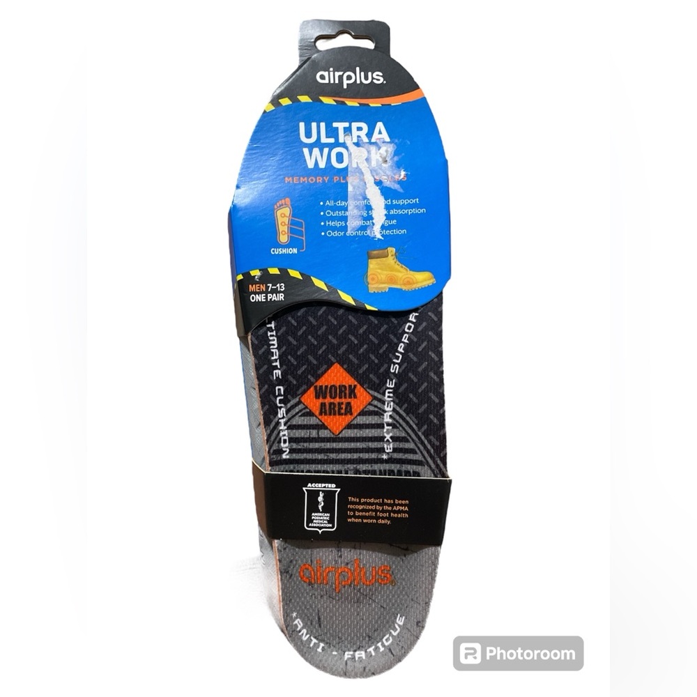 Airplus Ultra Work Memory Plus Insole men’s 7-13 one pair